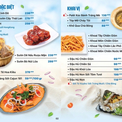 MÓN ĐẶC BIỆT VÀ KHAI VỊ